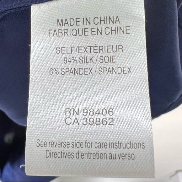 Theory royal blue silk blend 3/4 sleeve pleated shift dress size 8 B96 - Picture 3 of 4